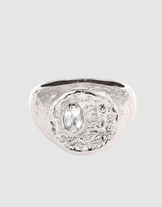 Haze & Glory - ICONIC EXCLUSIVE - Ring Signet Dazzling Topaz - Silver