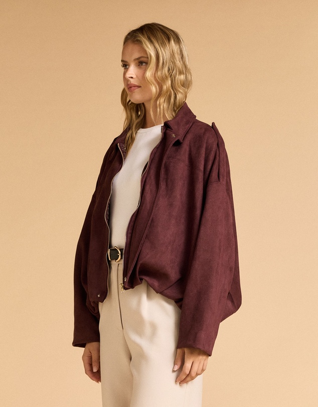 MVN - Faux Suede Bomber Jacket