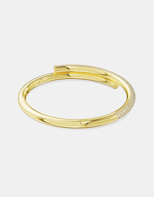 Swarovski - Dextera bangle, Magnetic closure, White, Gold-tone plated