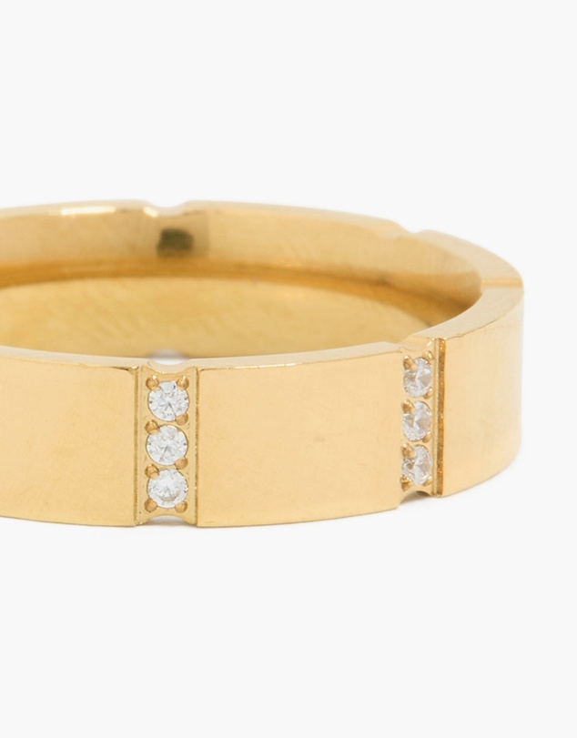 Lovisa - Waterproof Gold Plated Stainless Steel Cubic Zirconia Trio Stripe Ring