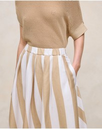 Trenery - Cabana Stripe Skirt in Sand
