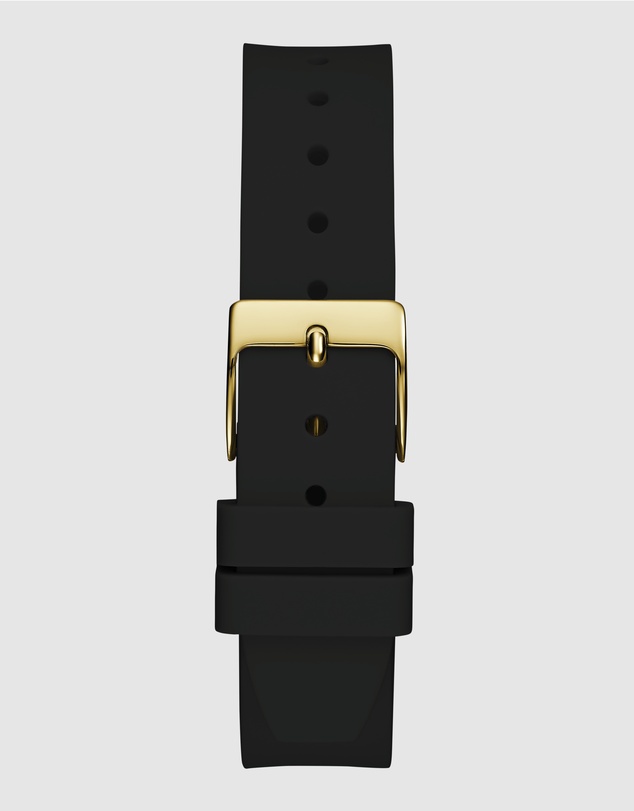GUESS - Eve Gold-tone 32mm Green Dial Ladies Watch with Black Silicone Strap