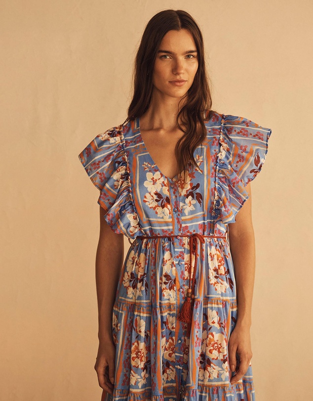 AUR OCEA - Piastrelle Ruffle Sleeve Maxi Dress