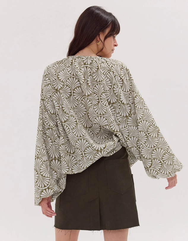 Cloth & Co. - The Block Print Blouse | Olive
