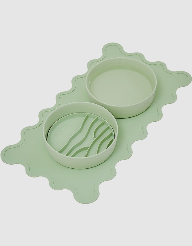 Lilly + Dash - Dog & Cat Wave Placemats - Mint Green & Sky Blue