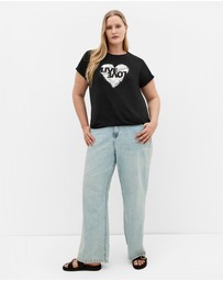 City Chic - Cuffed Sleeve Foil Tee