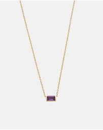 Kirstin Ash - Baguette Birthstone Necklace February Amethyst