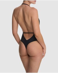 Natori - Fleur Thong Cut Halter Lace Lingerie Bodysuit