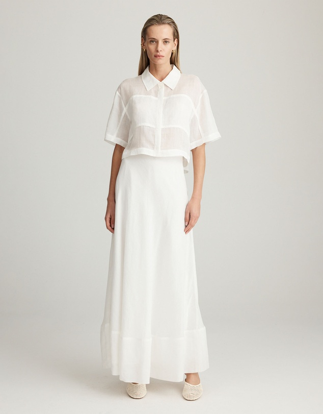 Mattir - Aire Ramie Crop Shirt White