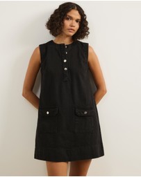 Atmos&Here - Deana A-Line Sleeveless Denim Mini Dress