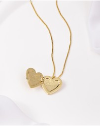 Wanderlust + Co - Heart Gold Locket Necklace