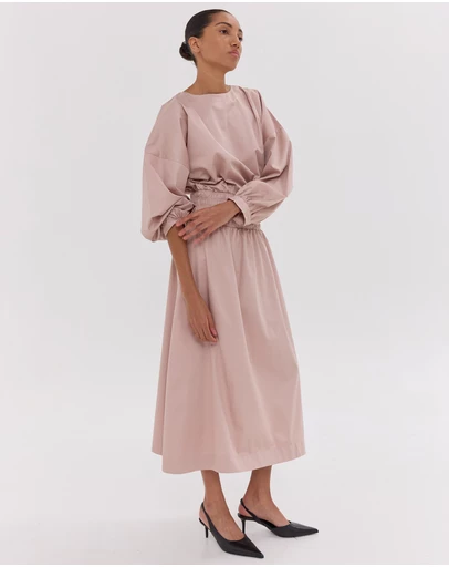 Cloth & Co. - The Shirred Billow Sleeve Dress | Lotus