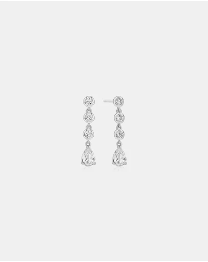 Ania Haie - Ania Haie Silver Molten Cascade Bezel-Set Teardrop Stud Earrings