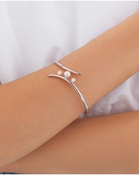 Michael Hill - Cuff Bangle with Cultured Freshwater Pearls in Sterling Silver
