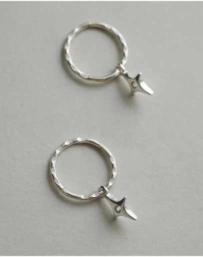 SAINT VALENTINE - Starburst Mini Hoops - Silver