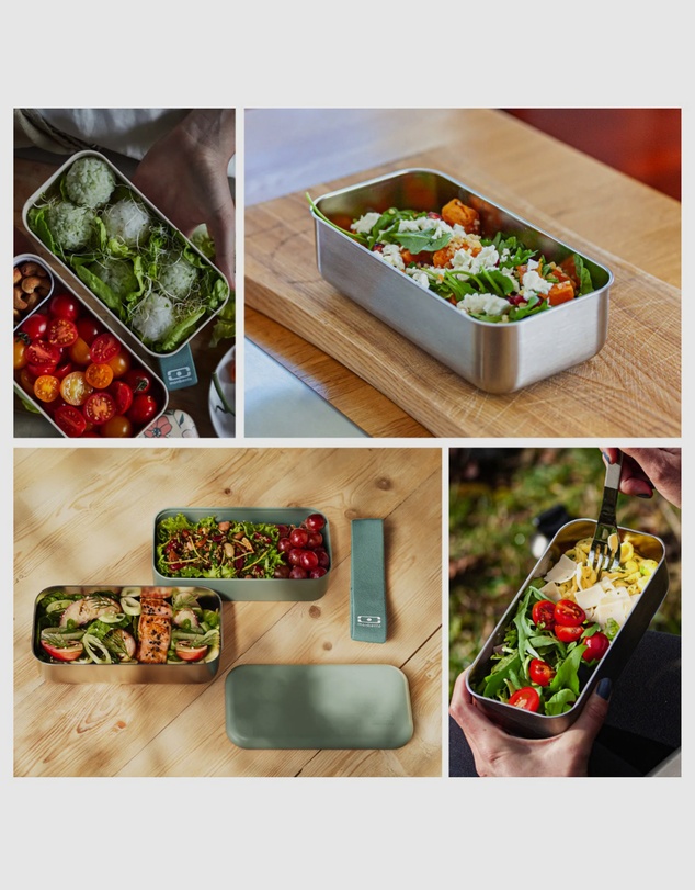Monbento - Monbento Mb Sense Original The Two-Tier Metal Food Container Sense Original - Natural Green