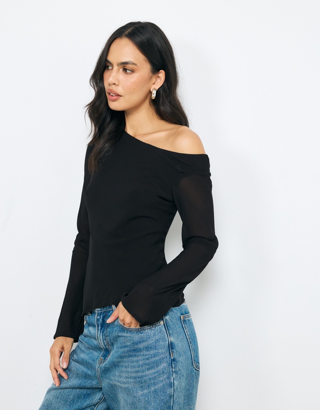 AERE - Off Shoulder Georgette Top