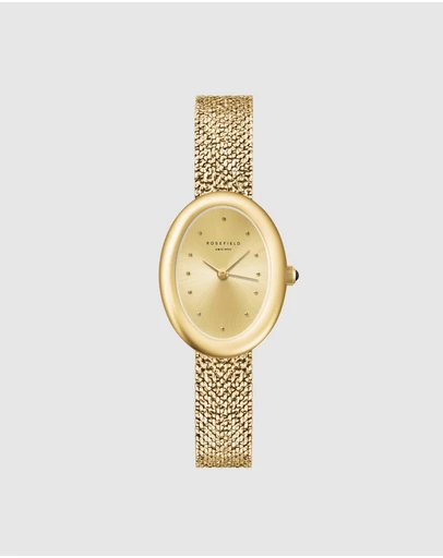 Rosefield - Ovale Gold-Tone Mesh Bracelet Watch