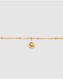 Elli Jewelry - Necklace Choker with Sun Pendant 925 Sterling Silver Gold-plated