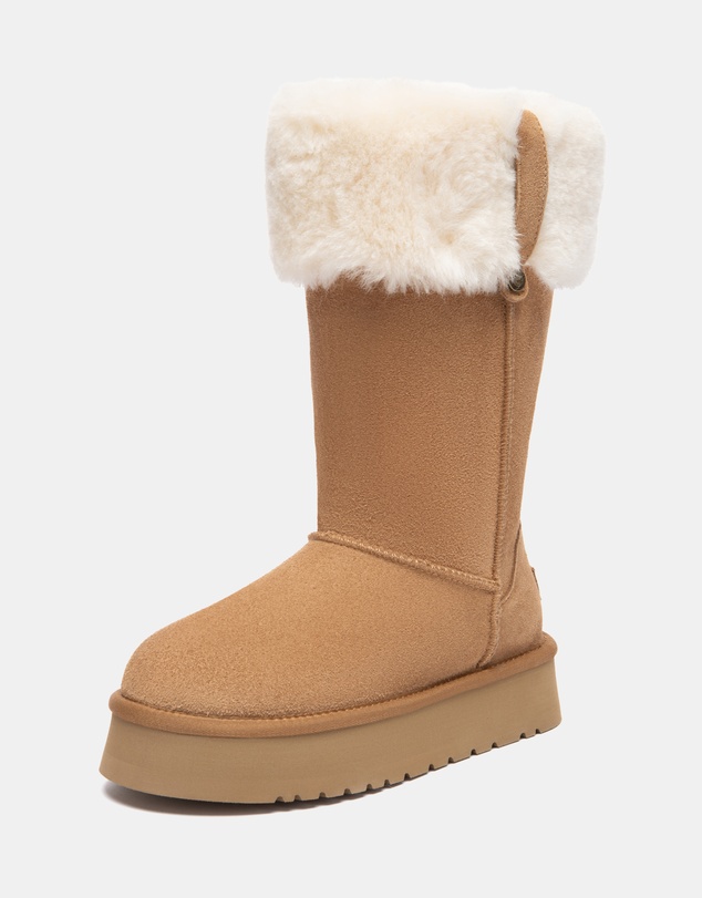 EVERAU - Australian Shepherd Ugg Tall Eleny Platform Cow Suede Upper UGG Boots