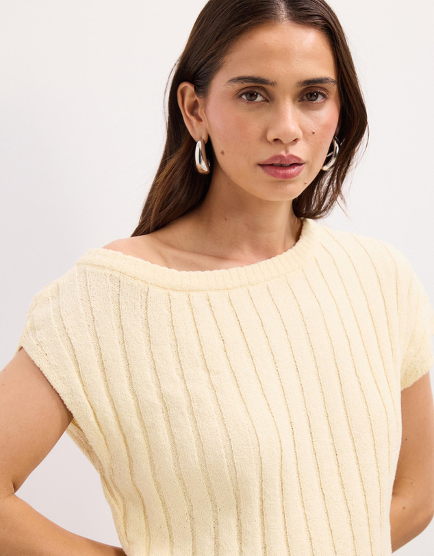 The Fated - Herdina Asymmetric Rib Knit Top