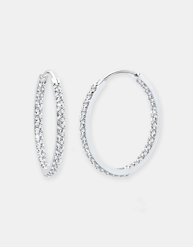 Elli Jewelry - Earrings 925 Sterling Silver Glamor Hoop Crystals
