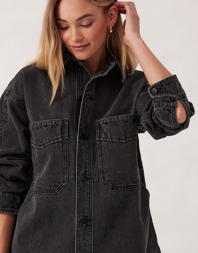 Ceres Life - Bobbi Side Pocket Denim Shacket