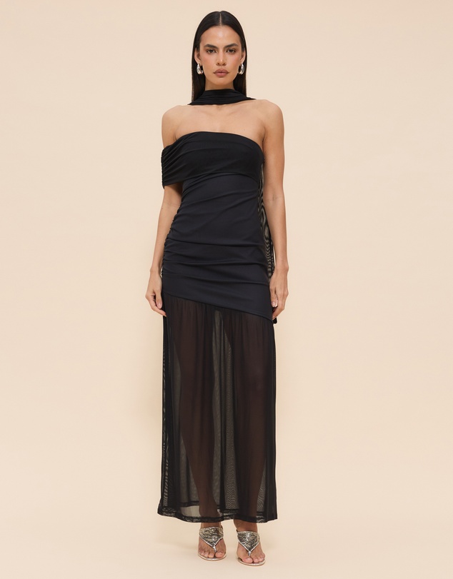 CHANCERY - Bree One Shoulder Self Scarf Maxi Dress