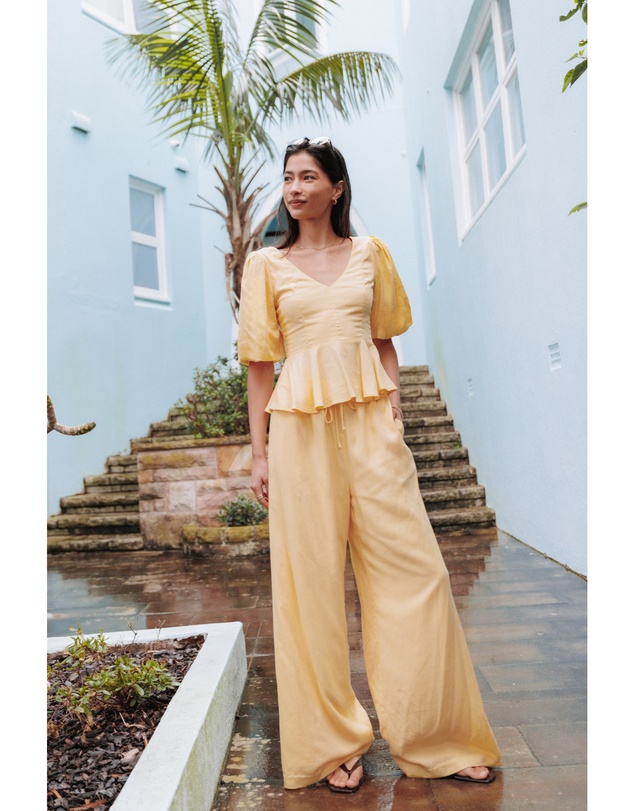 Petal & Pup - Hannah Peplum Pant Set - Yellow