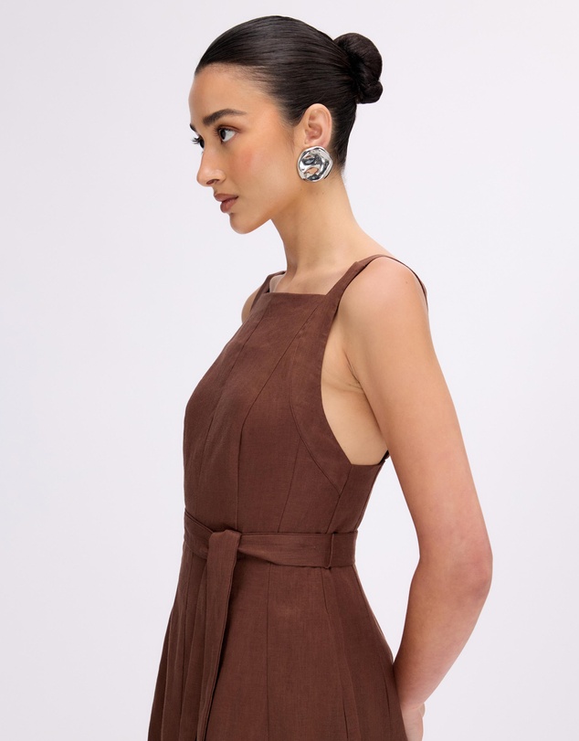 Minima Esenciales - Ava Linen Multi Panel Midi Dress