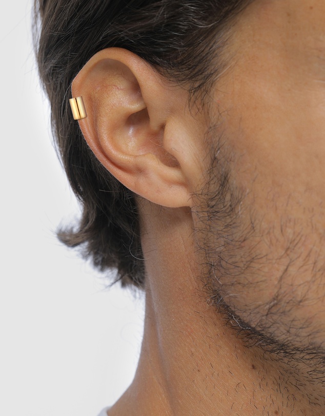 Kuzzoi - ICONIC EXCLUSIVE - Earrings Male Earcuff Wide Single 925 Sterling Silver Gold Plated