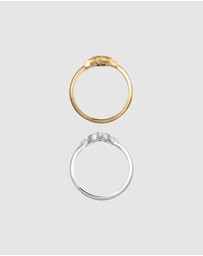 Elli Jewelry - Ring Set Zirconia Sun and Moon 925 Sterling Silver