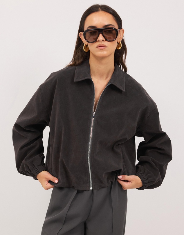 Calli - Hayden Faux Suede Bomber Jacket