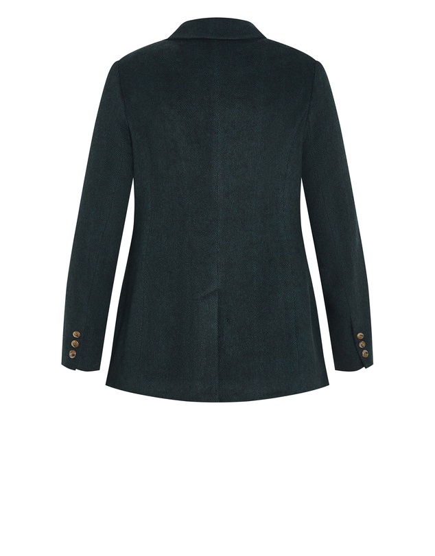 City Chic - Plus size Oxford Melton Jacket - hunter green