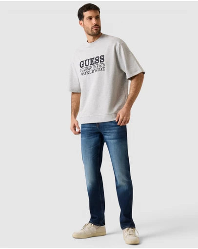 GUESS - Short Sleeve Fine Terry Crewneck Sweatshirt