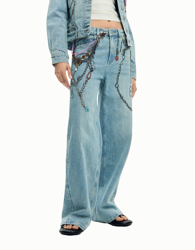 Desigual - Chain denim trousers