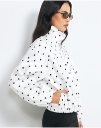 AERE - Polka Dot Funnel Neck Bomber