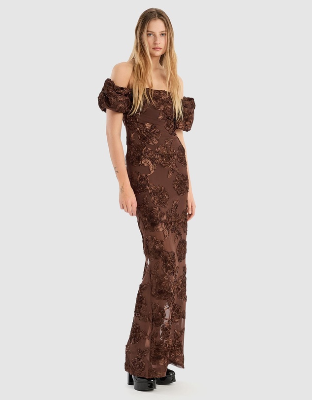 ROTATE - Flower Mesh Maxi Dress