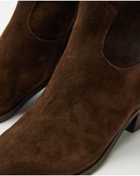 AERE - Rozalia Suede Cowboy Ankle Boots