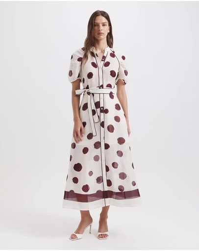 SABA - Dolcetto Silk Linen Midi Dress