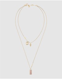 Philipp Plein - PLEIN CRYSTAL TAG IP Yellow Gold Crystals Double Necklace