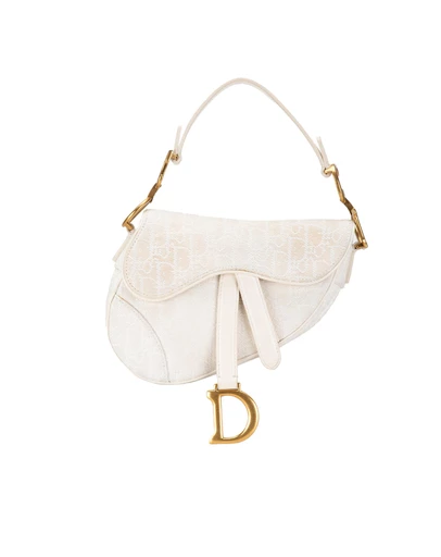 Pre-Loved by Azura Reborn - Pre-Loved dior Elegant Textile Saddle Bag with Top Handle for Stylish Everyday Use