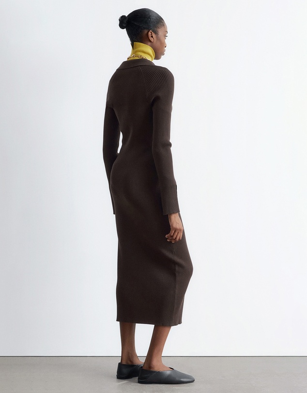 & Other Stories - Rib-Knit Polo Midi Dress