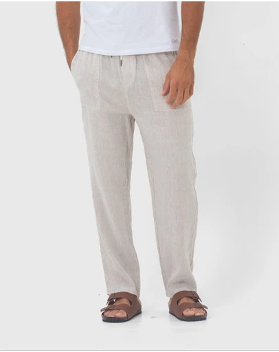 Coast Clothing - St. Tropez Linen Pant - Sand Stripe