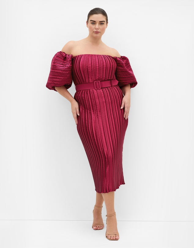 City Chic - Krista Pleat Midi Dress