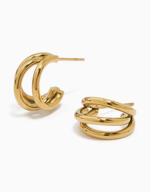 Lovisa - Waterproof Gold Plated Stainless Steel Double Row Hoop Earrings