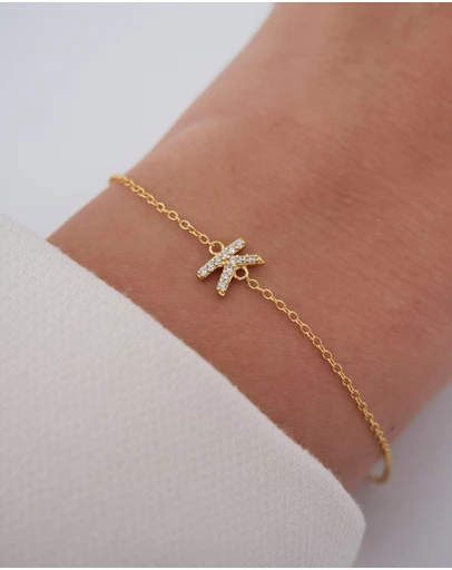 The Silver Collective - A-Z Letter Bracelet Gold - K