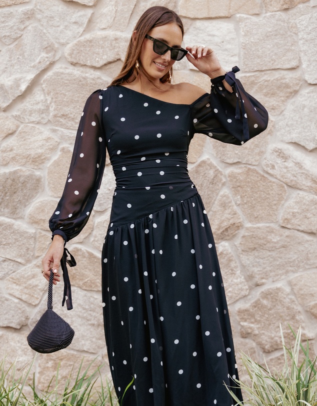 Petal & Pup - Levine Maxi Dress - Black Polka Dot