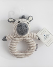 Living Textiles - Knitted Ring Rattle - Zac the Zebra