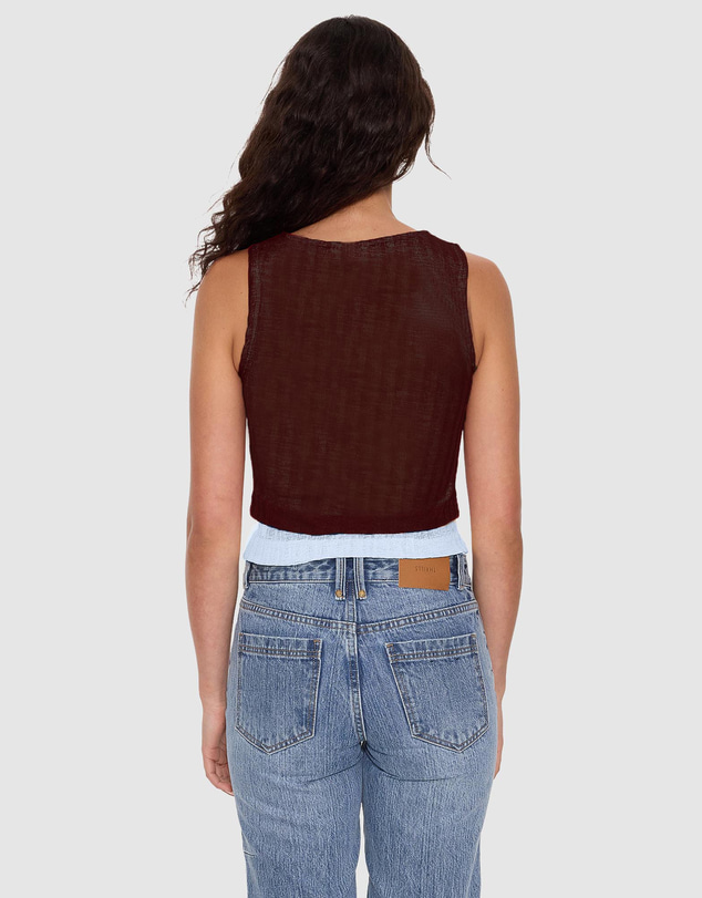 Thrills - Adorned Sheer Double Layer Tank